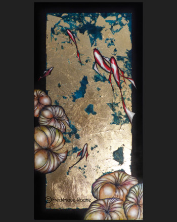 60x30 cm Frederique Roche Artiste Peintre Creation Originale Mes Tableaux Démarche Artistique Personnelle Acrilyque Technique Mixte Feuille d'Or